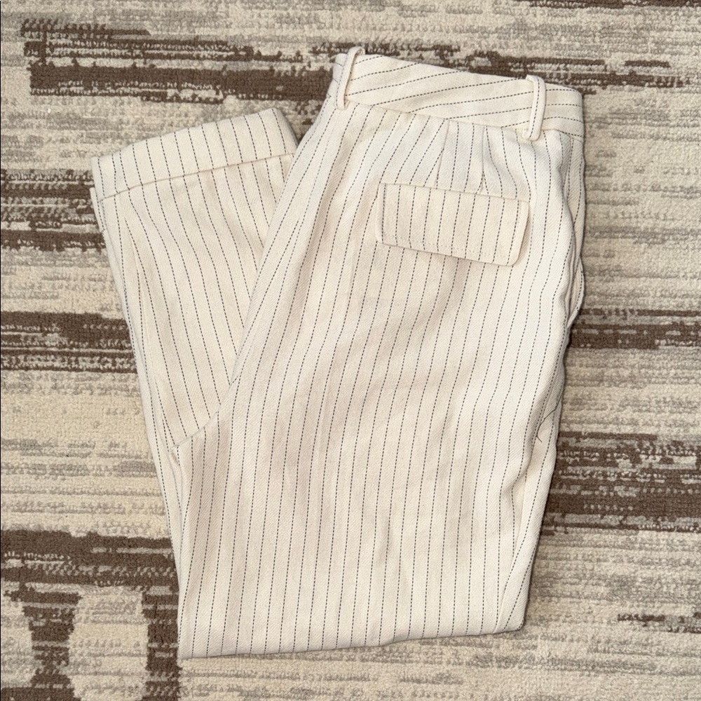 Zara Beige Pinstripe women’s pants cropped ankle 90s Y2K business NWT size XL